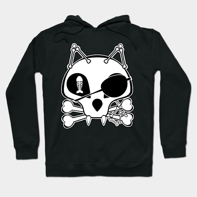 Kawaii Pirate Cat Skull and Cross Bones, Halloween Hoodie by Redmanrooster